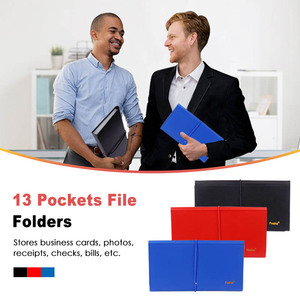 Foska đồ dùng học tập màu xanh/đỏ/đen màu kiểm tra kích thước không thấm nước 13 túi nhựa mở rộng tập tin thư mục cho thẻ kinh doanh - Product Image 6