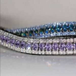 Lanière bride cheval en cuir, bracelet avec chaîne en cristal, plusieurs couleurs disponibles, vente en gros, design personnalisé cheval - Product Image 1