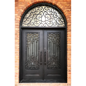 <span class=keywords><strong>Porta</strong></span> Classica in Ferro Battuto a Doppia Anta con Vetro Temperato e Isolamento Termico per Ingresso Villa - Product Image 5