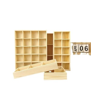 Boîte de rangement rectangulaire en bois massif pour bureau, organisateur de bureau à plusieurs compartiments pour l'organisation de la papeterie - Product Image 5