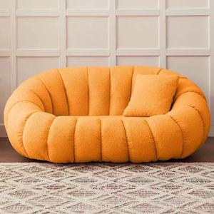 Modern Compression Boucle Sofa in a Box Channel Tufted Pink <b>Cloud</b> Sofa for Living Room Bedroom Apartment - Product Image 3