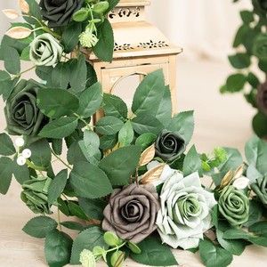 Guirlande de roses artificielles en soie, bouquet de fleurs fait main pour décorations de mariage, accessoires d'intérieur et d'extérieur, fabriqué en Chine - Product Image 3