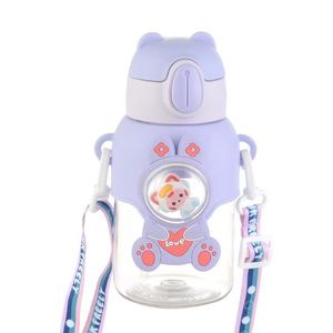 Cartoon Childrens Plastic Water Bottle <b>Large</b> Capacity Portable Straw <b>Cup</b> With Handle For Boys And Girls Outdoor Use - Product Image 5