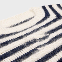 Pull court élégant pour femme en mohair et laine, motif rayé brodé avec logo, nouveau style de créateur de luxe