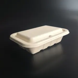 생물 분해성 처분할 수 있는 Bagasse 사탕수수 밀 밀짚 섬유 450Ml 쟁반은 음식 상자를 밖으로 가지고 갑니다