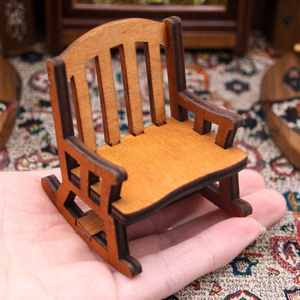 Stile europeo in miniatura sedia a dondolo in legno Vintage modello di mobili per la piccola casa delle bambole legno artigianato scatole di legno cartelli da parete - Product Image 3