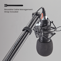 Support de microphone à bras articulé réglable mince avec éclairage RGB MDS16-1L pour studio, bureau, table, podcasting