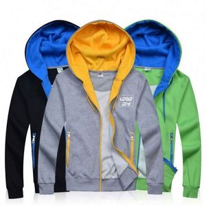 Sudadera con capucha y cremallera para hombre, diseño bordado con etiqueta personalizada, tejido de forro polar, para gimnasio y ropa urbana - Product Image 1