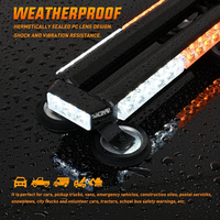 Lampu Strobo LED Amber Putih 14.5" Shinemien 305-4SIDE, Lampu Peringatan Darurat Berkedip Ganda Mini untuk Atap Truk
