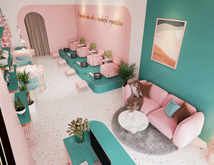 Mobilier d'usine pour salon de beauté Salon de manucure minimaliste Design d'intérieur avec éclairage LED Affichage et rénovation - Product Image 2