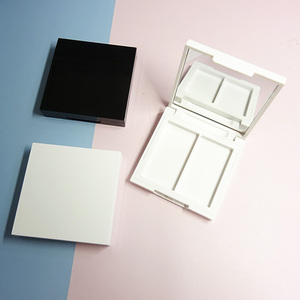 <b>Empty</b> Black 2‑Grid Powder Compact Case With Mirror Custom Square <b>Empty</b> Eyeshadow Blush Makeup Palette Container - Product Image 4