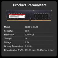 Memoria RAM Kimtigo DDR4 de 8GB 3200MHz para Escritorio, U-DIMM 1.2V CL22, Memoria de Alta Velocidad para Juegos y Oficina, Actualización de Computadora