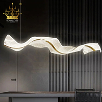 Luxuriöser Wellenförmiger Acryl-Kronleuchter Moderne Gebogene LED-Pendelleuchte für Restaurant, Kücheninsel und Villa
