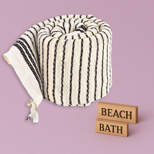 100% Écologique Pratique Serviette De Plage Séchage Rapide Rayé Conception Respirant Doux Fait Coton Brut Sans Sable Absorbant Turc - Product Image 1