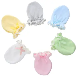 Nieuw Aankomen Effen Kleur Anti-Etende Hand Baby Anti-Kras Handschoenen Strik Prinses Schattige Warme Babyhandschoenen Groothandel