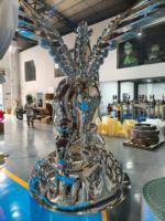 Sculpture de Pégase ailé en fibre de verre polie miroir, statue de cheval en métal pour la décoration extérieure des hôtels et des places publiques