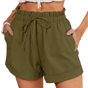Shorts de Verano Casuales para Mujer, Cintura Alta, Elásticos y Transpirables, Color Sólido, Ajuste Holgado, a la Moda, Último Modelo, Shorts de Gimnasio - Product Image 5