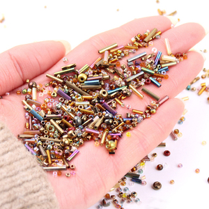 Perles en verre argentées multicolores, style tige, pour accessoires vestimentaires, emballées en sac plastique, pour création DIY - Product Image 2