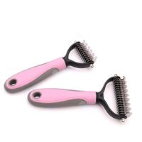 Brosse à poils auto-nettoyante pour animaux de compagnie en acier inoxydable écologique réutilisable, outil de démêlage pour enlever les poils, en plastique pour le toilettage des chiens