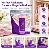 Sac d'emballage personnalisé pour sous-vêtements avec trou de suspension, pochette zippée, sac en plastique transparent avec fenêtre pour chaussettes, lingerie, présentation en magasin