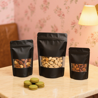 Sacs refermables en papier kraft noir recyclable Lebei pour aliments, emballage en papier kraft, sachets refermables avec fenêtre transparente