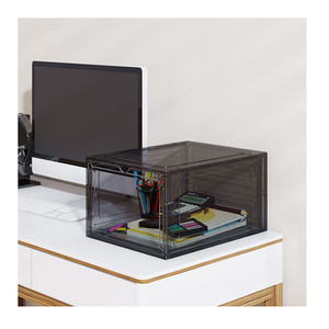 Factory Direct Quality Assurance Best Price Drop Front Clear Black Plastic Box For Desktop organizer Stationery storage