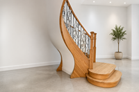 Escalier en colimaçon moderne en bois sur mesure fabriqué en usine dans le Jiangsu avec marches en bois massif pour villas de luxe