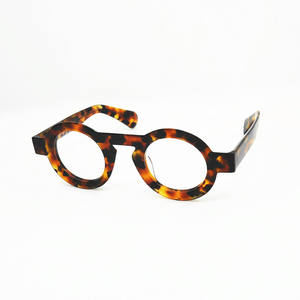 ベルギーのニッチデザイナーラウンドフレームメガネ、ラージサイズテオクラインブルー眼鏡 - Product Image 4