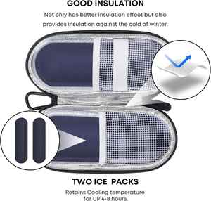 Portable Luxury Casual Polyester Insulated Travel Case Zipper for Diabetic Medication Insulin <b>Cooler</b> Bag 2 Reusable Ice Packs - Product Image 6