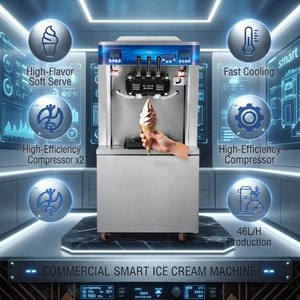 Machine à glace molle commerciale à 3 saveurs avec double compresseur et pompe à air pour glaces et sorbets - Product Image 1