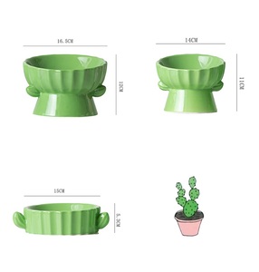 Großhandel kreative Keramik Haustier Katze Hund Schüssel grüne Farbe Welpen produkte Geschenk für Haustiere Essen verwenden - Product Image 6