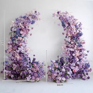 Ensemble de décoration d'anniversaire à thème Fournitures de fête Toile de fond pour réception de mariage Fleurs artificielles en soie Arche de fête violette - Product Image 6