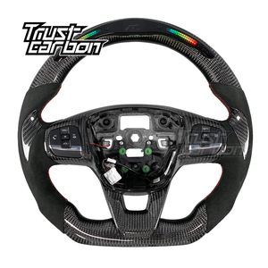 Volant en fibre de carbone LED personnalisé avec poignées en microfibre pour <span class=keywords><strong>Ford</strong></span> Focus MK4 2018-2024, Fusion <span class=keywords><strong>Active</strong></span>, Fiesta, Puma ST, modèles <span class=keywords><strong>Ka</strong></span> - Product Image 1