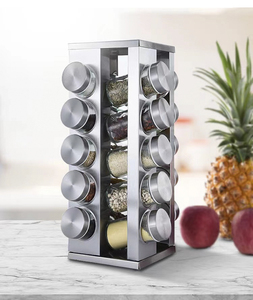 Accessori da cucina contenitore per condimenti in vetro da 12 pezzi con torre di condimento per armadietto in acciaio inossidabile - Product Image 4