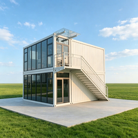 Maison conteneur pliable à double étage Ninenos, respirante, design moderne, prête à l'emploi, garantie 3 ans, entrepôt, bureau, maison