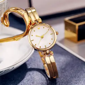 Exquisite Business Royal Luxury Quartz Watch Bracelet Ladies Valentines Day Heart Rose Gold Plated Woman Watch Bracelet