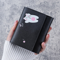 Nouveau portefeuille multi-cartes pour femmes de style coréen, imprimé animal, petit portefeuille pour étudiants, fermeture à bouton, polyester imperméable