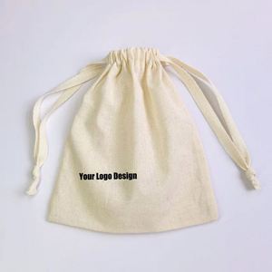 Vente en gros de petites pochettes cadeaux en coton avec cordon de serrage, sacs en tissu de coton doux personnalisés, anti-poussière, pour l'emballage de bijoux et de cadeaux - Product Image 2