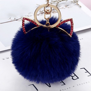 Llaveros de peluche con orejas de gato, lujosos, con pompón de piel, regalo para niñas, accesorios para bolso, llavero para coche - Product Image 3