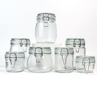 Bocaux en verre hermétiques avec fermeture à clip métallique, vente en gros, 120 ml, 250 ml, 500 ml, 750 ml, 1000 ml, 2000 ml