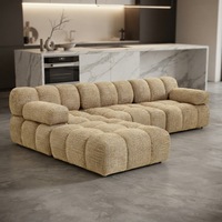 Canapé Bellini moderne, canapé design en forme de L, vert, 3 places, canapé modulaire sectionnel, canapé à compression