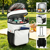Sac isotherme à roulettes personnalisé avec logo, grande capacité, en polyester, pour pique-niques en plein air et plats à emporter