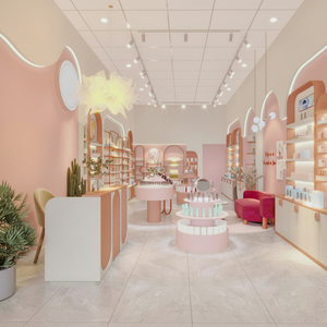 BRUTALIST Custom Factory Retail Tienda de cosméticos de madera Display Showcase Soporte de maquillaje Modelo BEAUTY SHOP para Retail Design para - Product Image 1