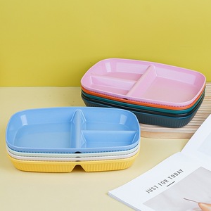 Rectangular Divider <b>Plate</b> Solid Color Wheat Straw Material For Serving And Gift Use - Product Image 1