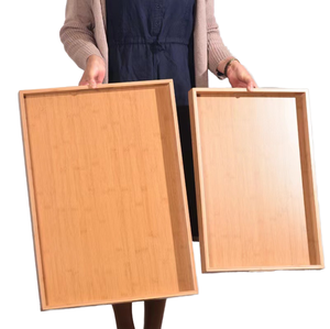 Grand plateau en bois moderne et écologique pour le service de café, de thé et de nourriture, design en stock - Product Image 1