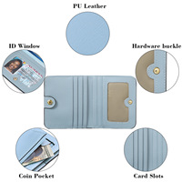 Dompet Pendek Grosir Bahan Kulit PU Tempat Kartu Identitas untuk Wanita Dompet Koin Kecil Dengan Ritsleting Klip Uang RFID Lipat Kustom