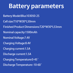 แบตเตอรี่ลิเธียมโพลิเมอร์แบบชาร์จได้ CEL 103050-2S 7.4V 1500mAh พร้อม PCM แบตเตอรี่ลิเธียมไอออนแบบโซลิดสเตท - Product Image 3