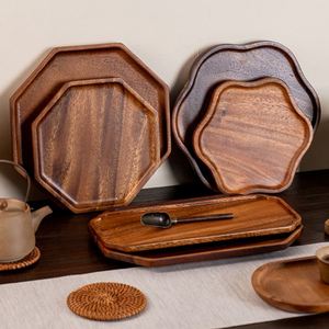 Bandeja de Madera Octogonal para Servir, Bandeja de Madera de Nogal para Café, Aperitivos, Frutos Secos, Plato de Madera para Servir Té - Product Image 3