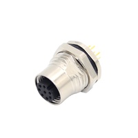 Panel trasero impermeable IP67 M12, montaje hembra, PCB, 2, 3, 4, 5, 6, 8, 12 Pines, conector chapado en oro