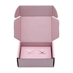 批发定制粉红色瓦楞纸邮件包装盒装运箱印刷